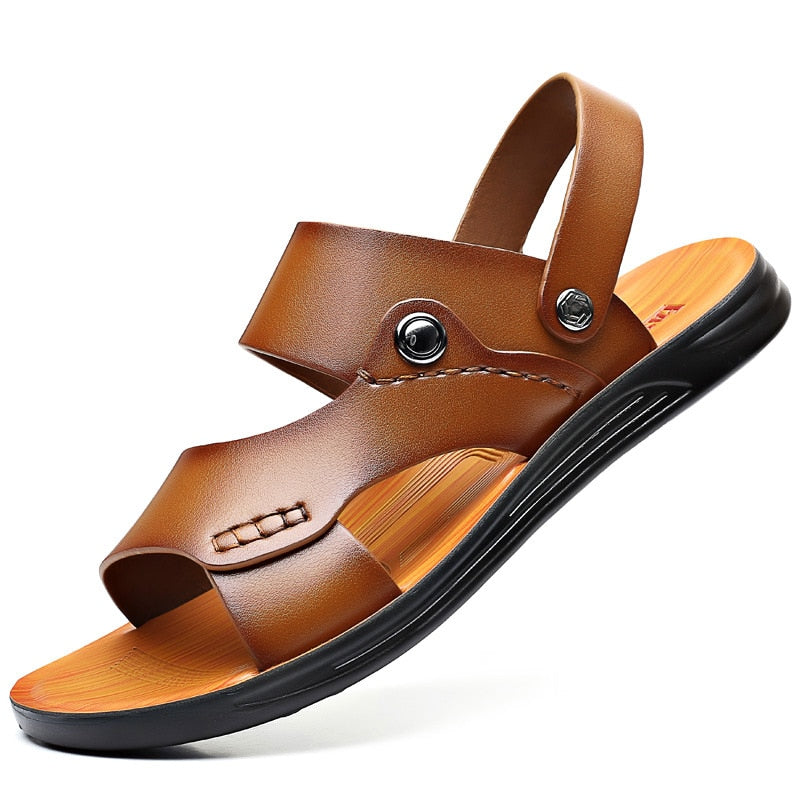 Men Sandals Outdoor Beach Sandals Flat Non-slip Soft Casual Footwear Slippers