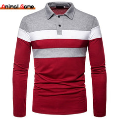 Men Long Sleeve Contrasting Polo T-shirt Casual Shirts Casual Top