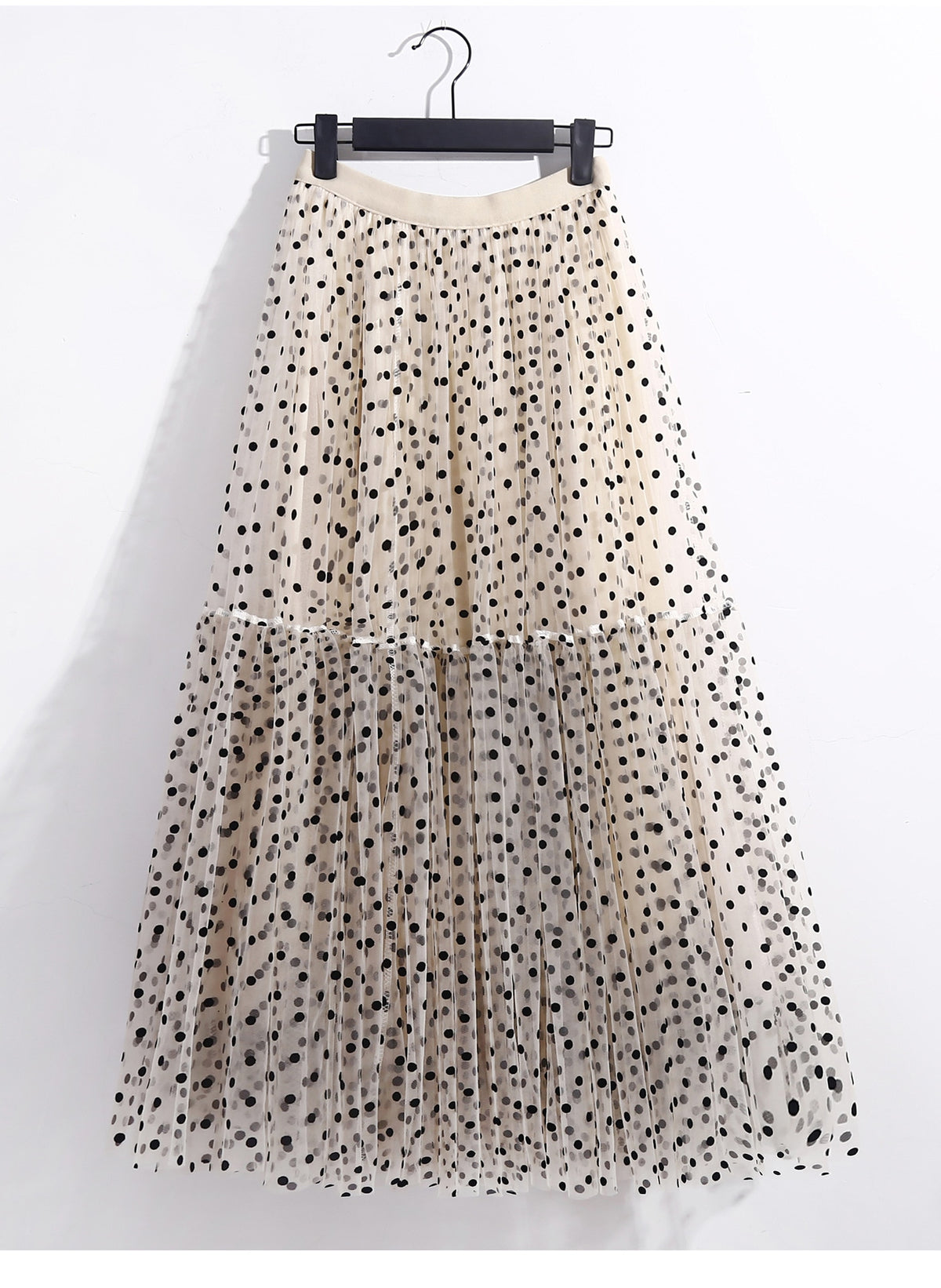 Polka Dot Tulle Skirts Women Casual Elastic High Waist A-line Skirt