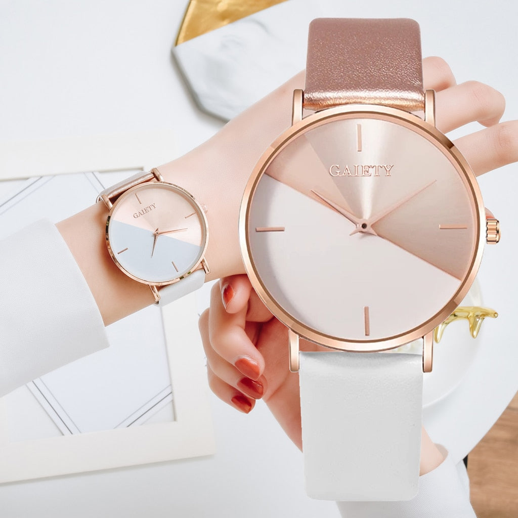 Gaiety Brand Women Watches Leather Rose Gold Dress Female