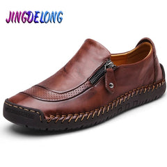 Classic Men's Casual Shoes Breathable Soft Flats Loafers Zipper Shoes