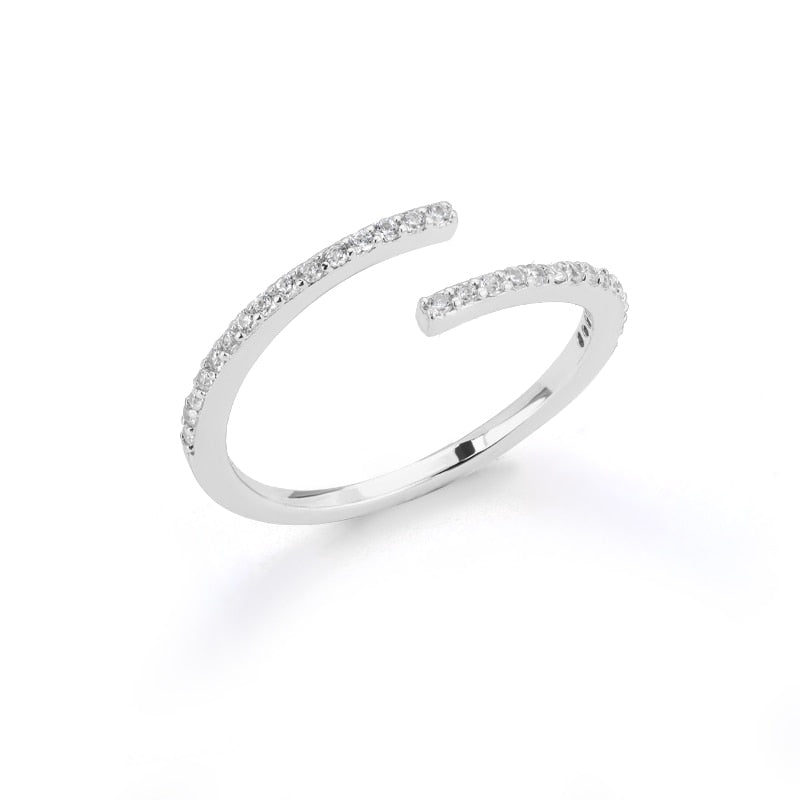 Classic Twist Chain Open Rings For Women Zircon Stainless Steel Geometric