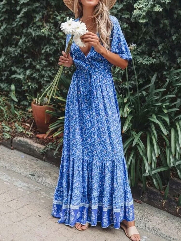 Maxi Boho Dress Women Tassel Bohemian Long Party Dress