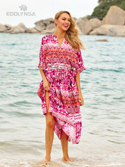 Boho Quick-drying Long Kaftan Bikini Cover-ups Retro