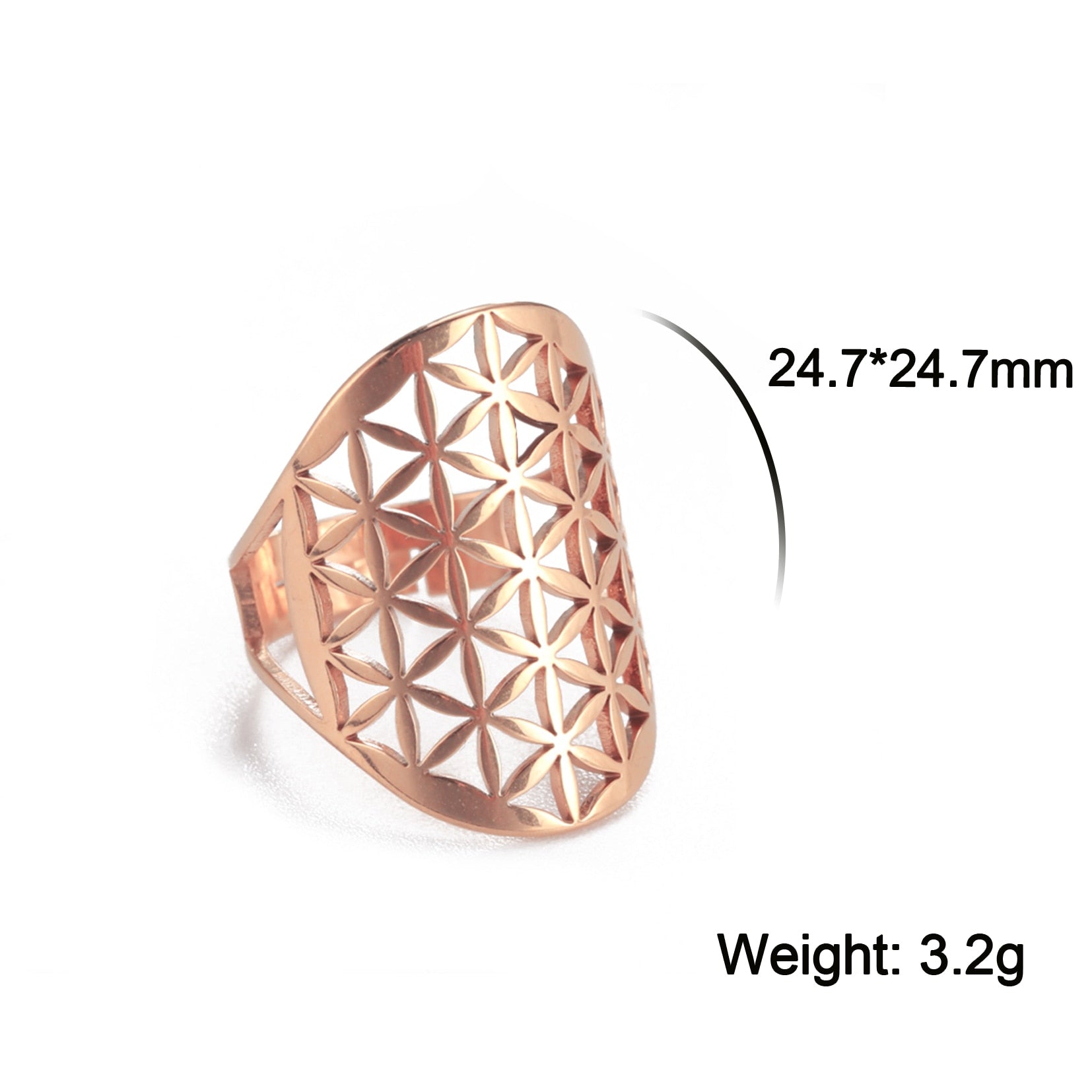 Geometric Flower of Life Ring Adjustable Stainless Steel Ring