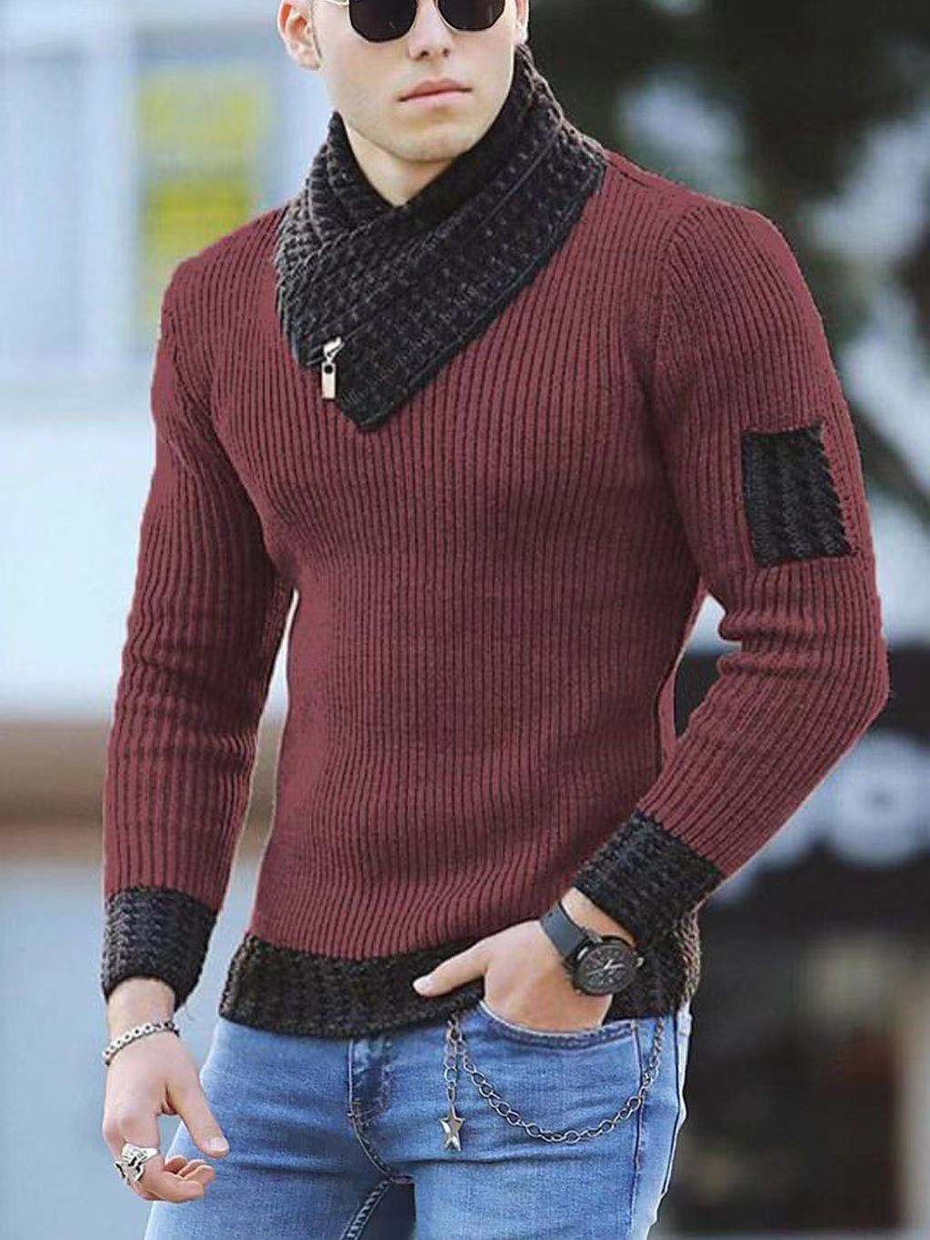 Men Sweater Wool Turtleneck Winter Warm Cotton Pullovers Sweaters