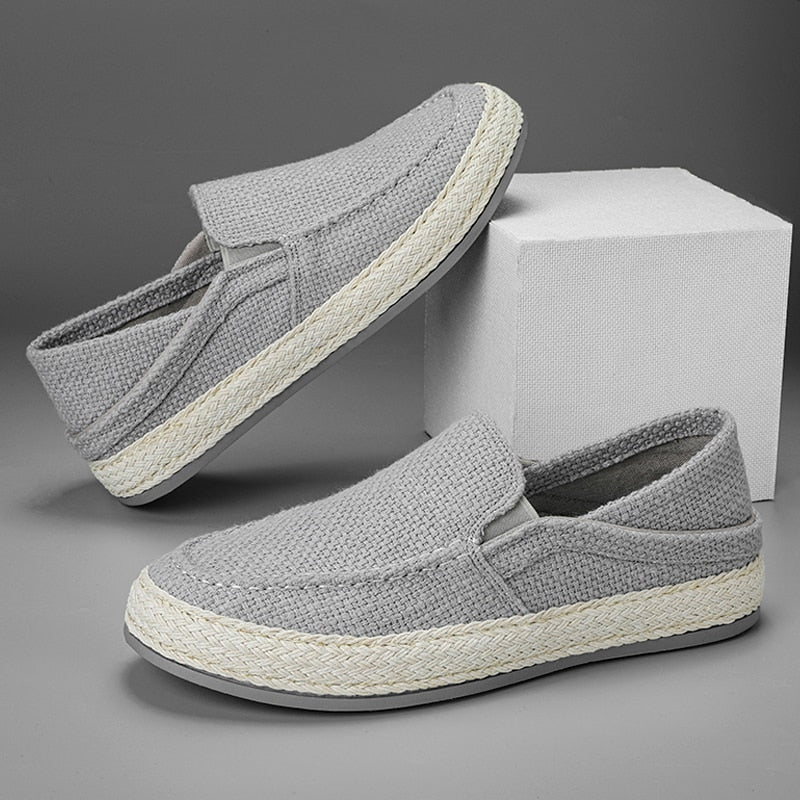 Loafers Men Breathable Casual Shoes Classic Linen Slip On Sneakers Shoes