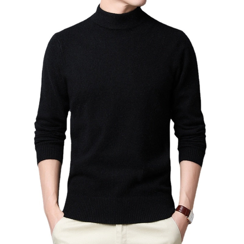 Sweater Warm Men Half Turtleneck Pullover Thickening Middle-aged Long-sleeved Top