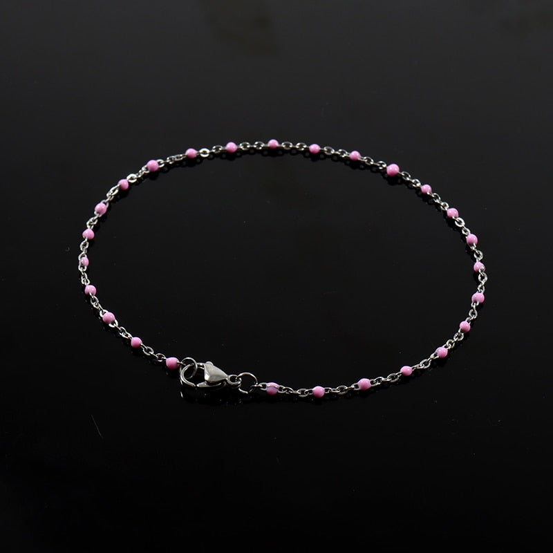 Classic Fashion Colorful Women Anklet Simple Stainless Steel