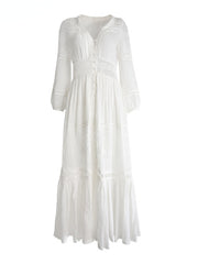 Vintage Chic Women White  Beach Long Bohemian Maxi Dress