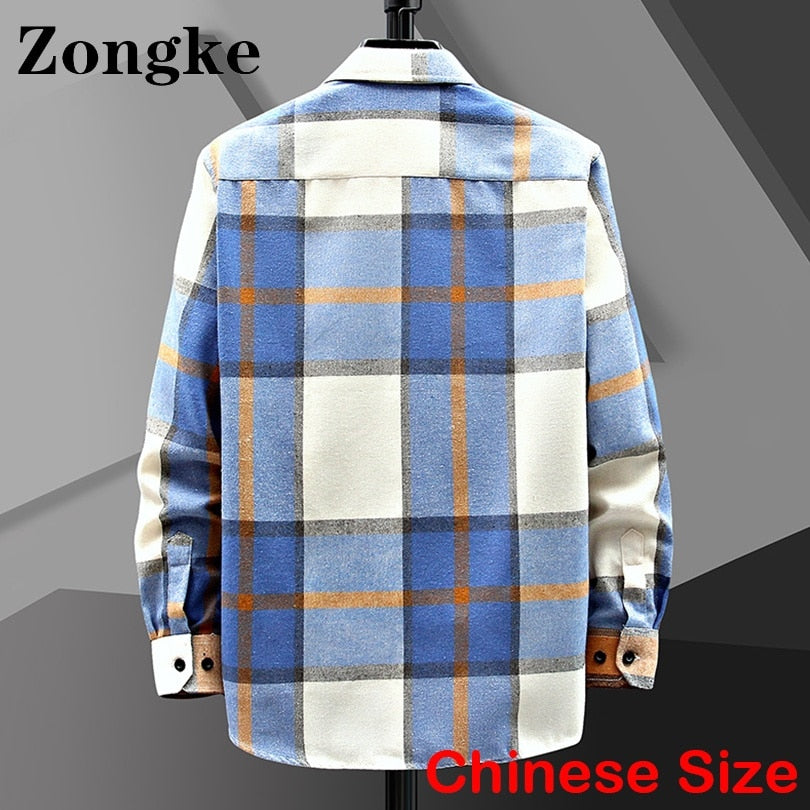 Plaid Shirts Men Fashion Clothing Shirts Clothes Vintage Spring