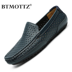 Men Casual Shoes Loafers Hollow Out Breathable Slip on Driving Shoes