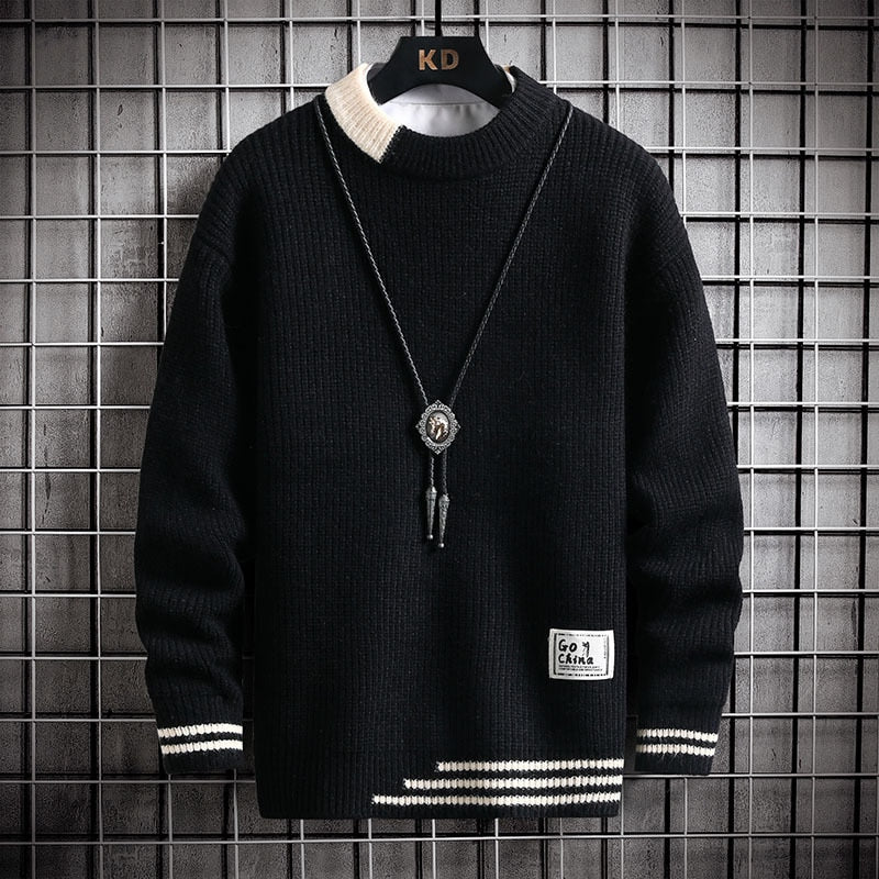 Knitted Sweater Men O-neck Long Sleeve Slim Fit Sweater Knit