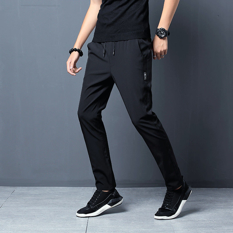 Men's Casual Pants Ice Silk Thin Sports Pants Straight Trousers Quick-drying Pants