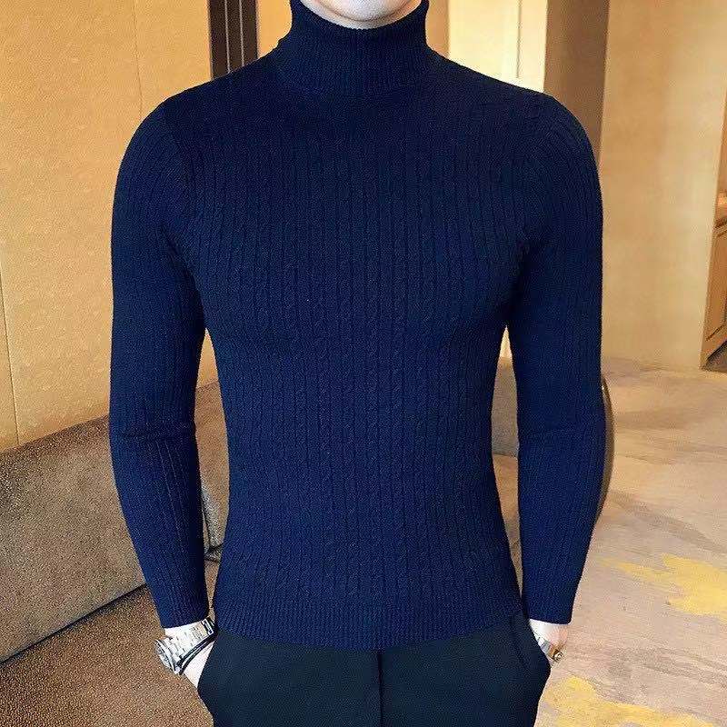 Men Sweater Wool Turtleneck Winter Warm Cotton Pullovers Sweaters