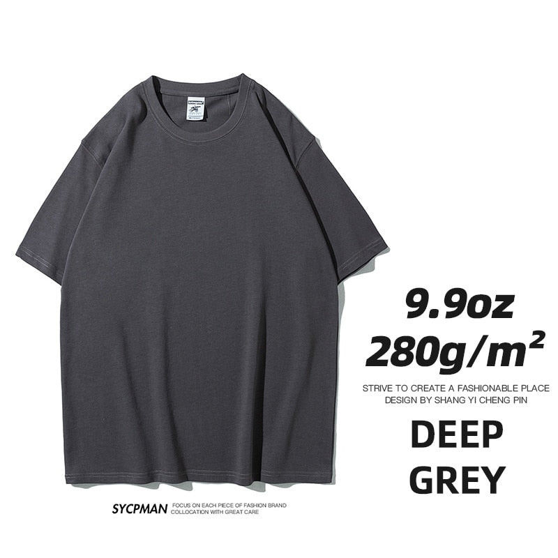 T-shirt Men Short Sleeve Tee Solid Color Trend Leisure