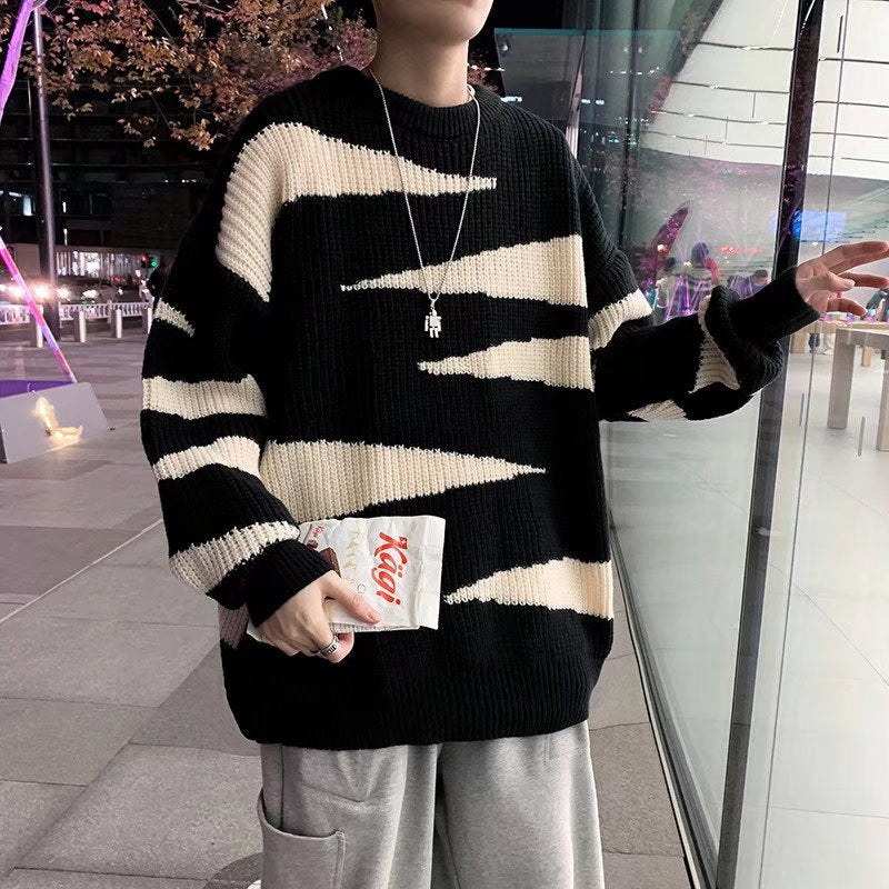 Sweater Pullovers Men College Design Fashion Casual Soft Loose