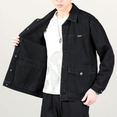 Fall high-end denim jacket men's baggy multi-pocket casual jacket