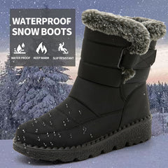 Faux Fur Waterproof Snow Boots Men Keep Warm Winter Shoes Platform Ankle Boots