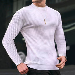 Men's Casual Long sleeve Slim Fit Knitted Pullover Round Collar Tops T-shirt