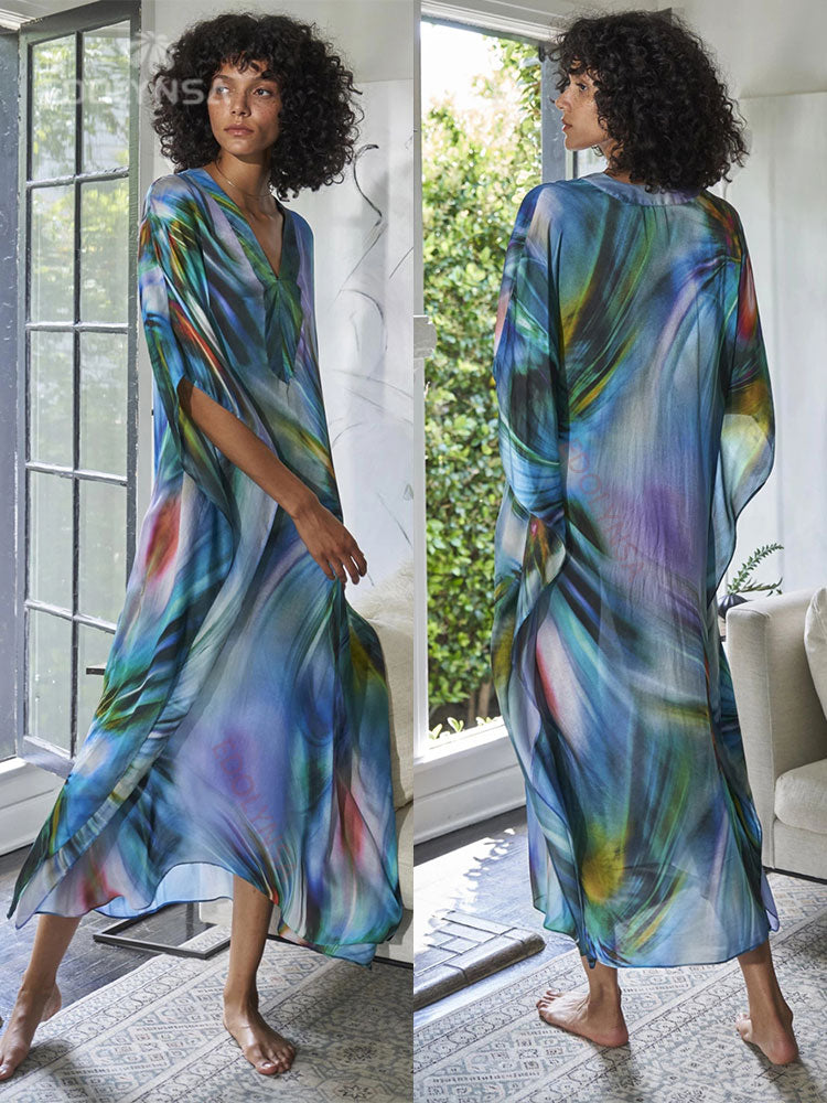 Boho Quick-drying Long Kaftan Bikini Cover-ups Retro