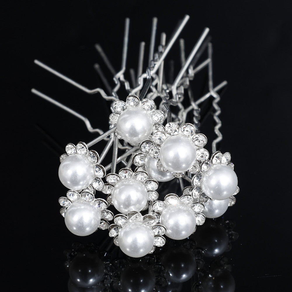 Silver Color Pearl Rhinestone Wedding Hair Combs Bridal Jewelry