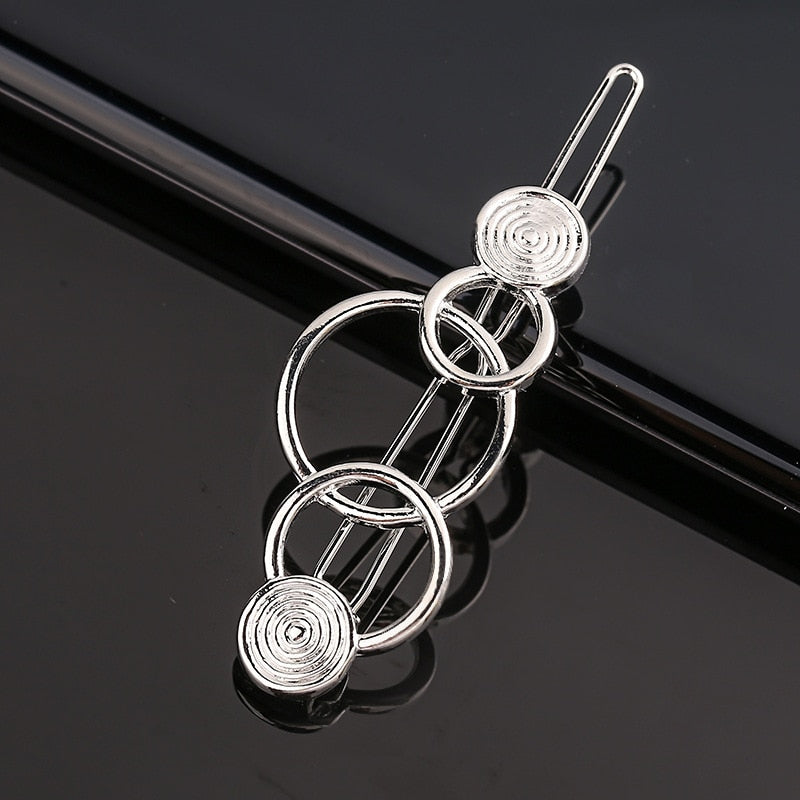 Fashion Woman Bow Hair Clip Metal Geometric Mini Hairpins