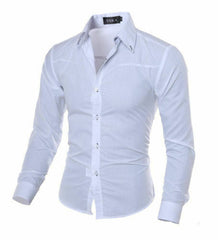 Men Casual Formal Shirt Long Sleeve Slim Fit Business Dress Shirts Tops