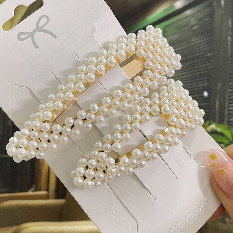 Simulated Pearl Hair Clips For Women