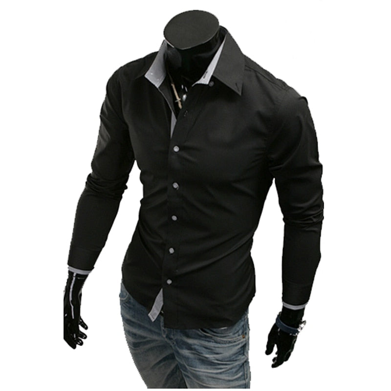 Slim Fit Mens Striped Shirts Long Sleeve Striped Shirts