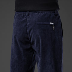 Men's Casual Pants Elastic Waist Business Fashion Straight Loose Trousers