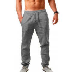 Men's Linen Pants Breathable Solid Color Linen Trousers Fitness Streetwear