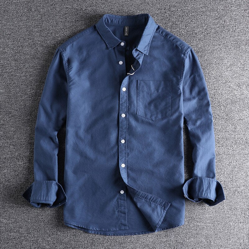 fabric basic simple pocket Long Sleeve Shirt Men's top