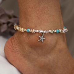 Shell Pendant Ankle Bracelet Faux Pearl Leg Anklets