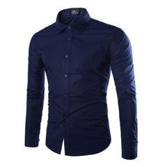 Men Casual Formal Shirt Long Sleeve Slim Fit Business Dress Shirts Tops