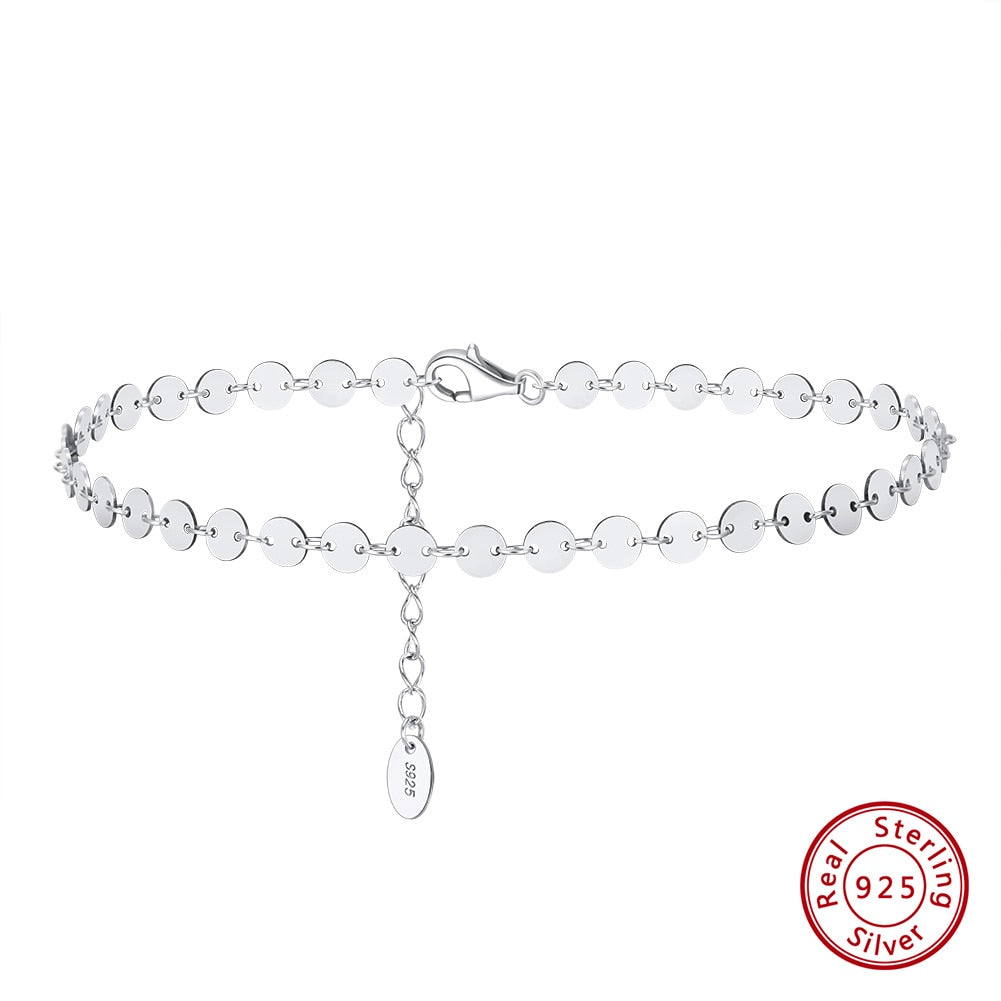 Sparkle Mirror Link Chain Anklet Women Silver Summer Foot Chain