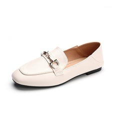 Shoes for Women Retro Fashion Slip-on Soft Leather PU Shoes British Style