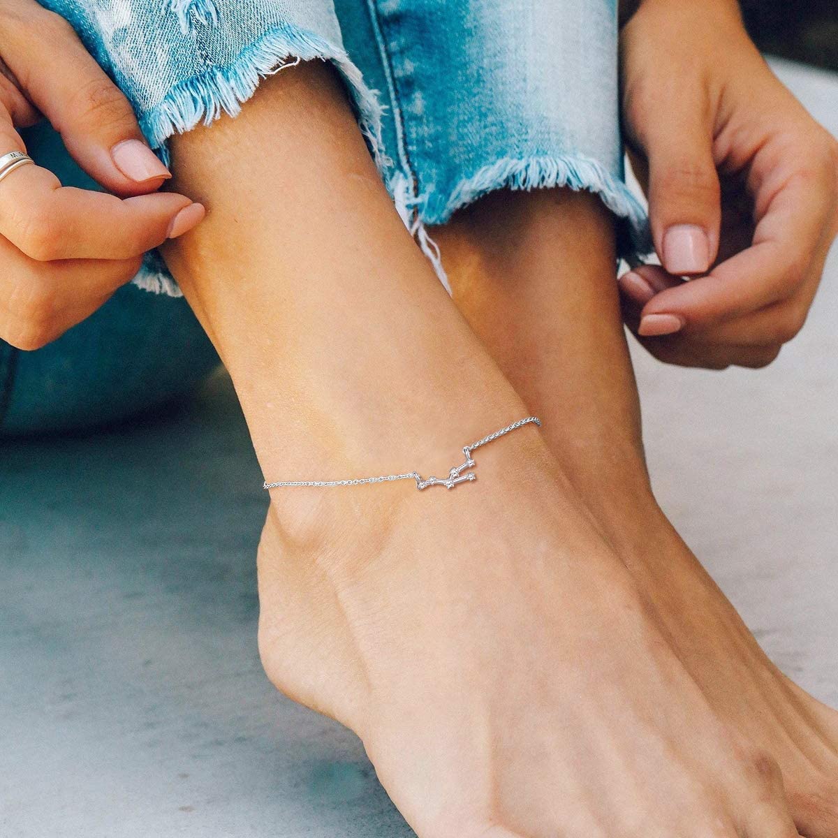 Silver Anklets for Women Constellation