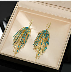 Long Fringed Peacock Ear Hook Earrings