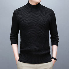 Stand Collar Loose Knitted Sweater Men Clothing Pullovers Warm Tops