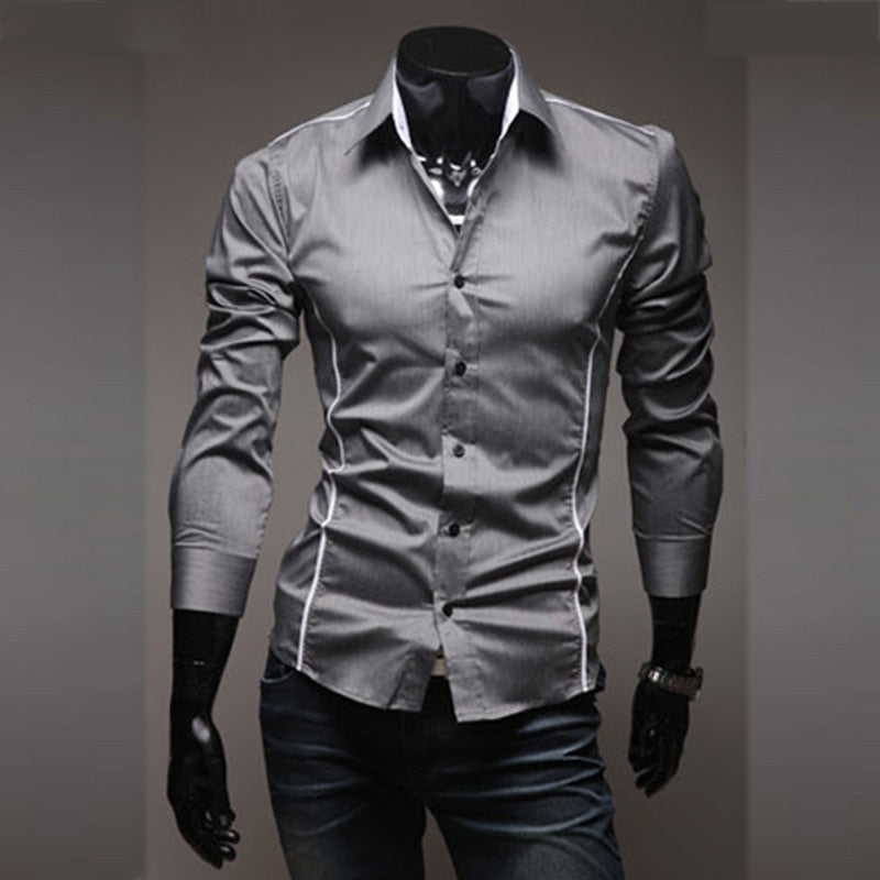 Slim Fit Mens Striped Shirts Long Sleeve Striped Shirts