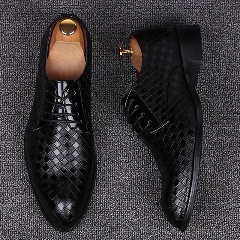 Formal Shoes Men Dress Business Shoes Geometric Oxfords Flats