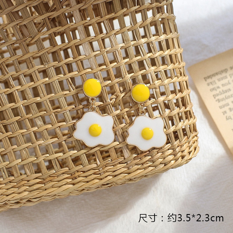 Yellow Lemon Earrings Design Peach Heart Love Sweet Girl Earrings