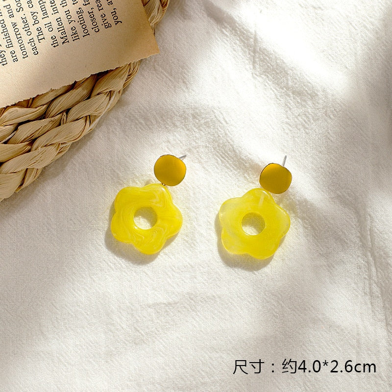 Yellow Lemon Earrings Design Peach Heart Love Sweet Girl Earrings