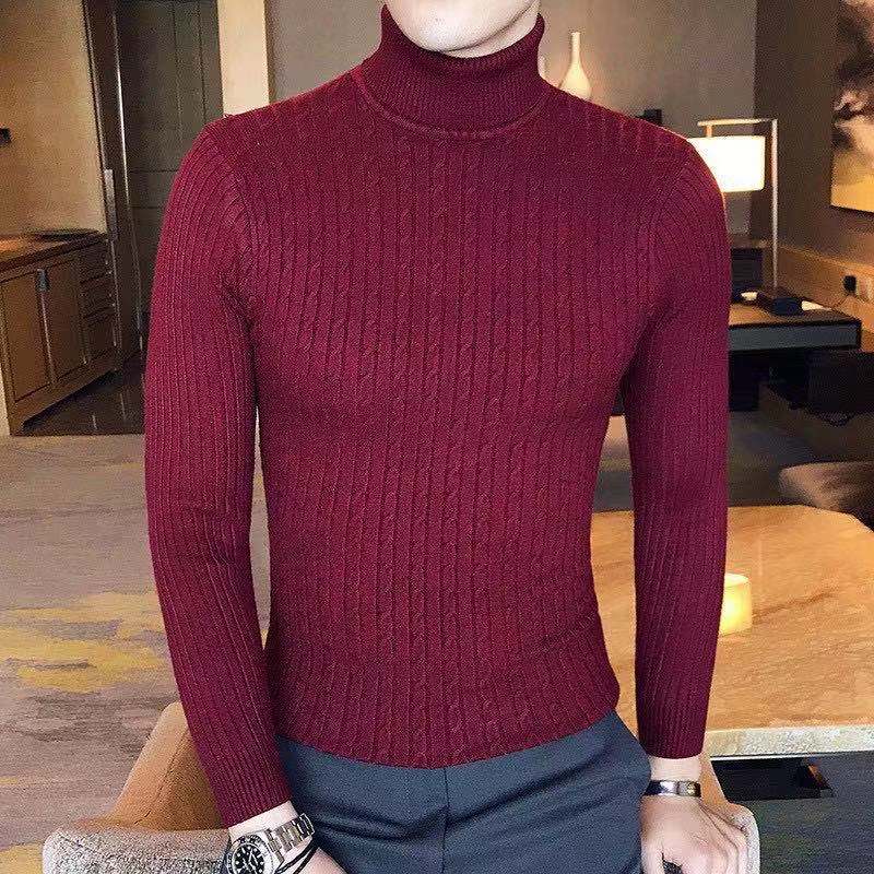 Men Sweater Wool Turtleneck Winter Warm Cotton Pullovers Sweaters