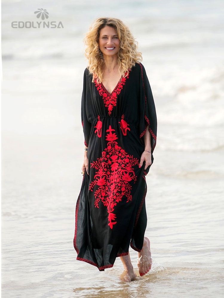 Boho Quick-drying Long Kaftan Bikini Cover-ups Retro