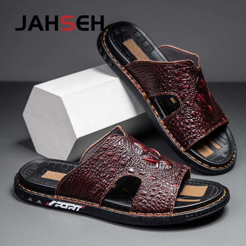 Business Slippers Crocodile Men Flip Flops Non-slip Slippers