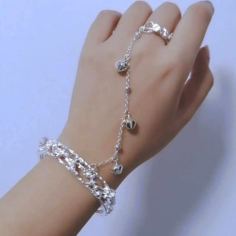 Bracelet Woman Bracelets Bells Bangles Round Vintage Silver