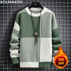 Classic Sweater Men Casual Slim Plus Thicken Warm High-Quality Sweater