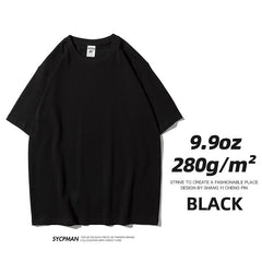 T-shirt Men Short Sleeve Tee Solid Color Trend Leisure